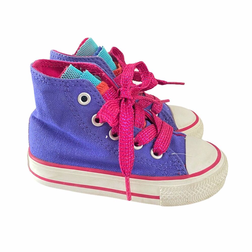 Converse Kids Chuck Taylor All Star Purple Party Hi Size 5 Infant Girls - Picture 2 of 10